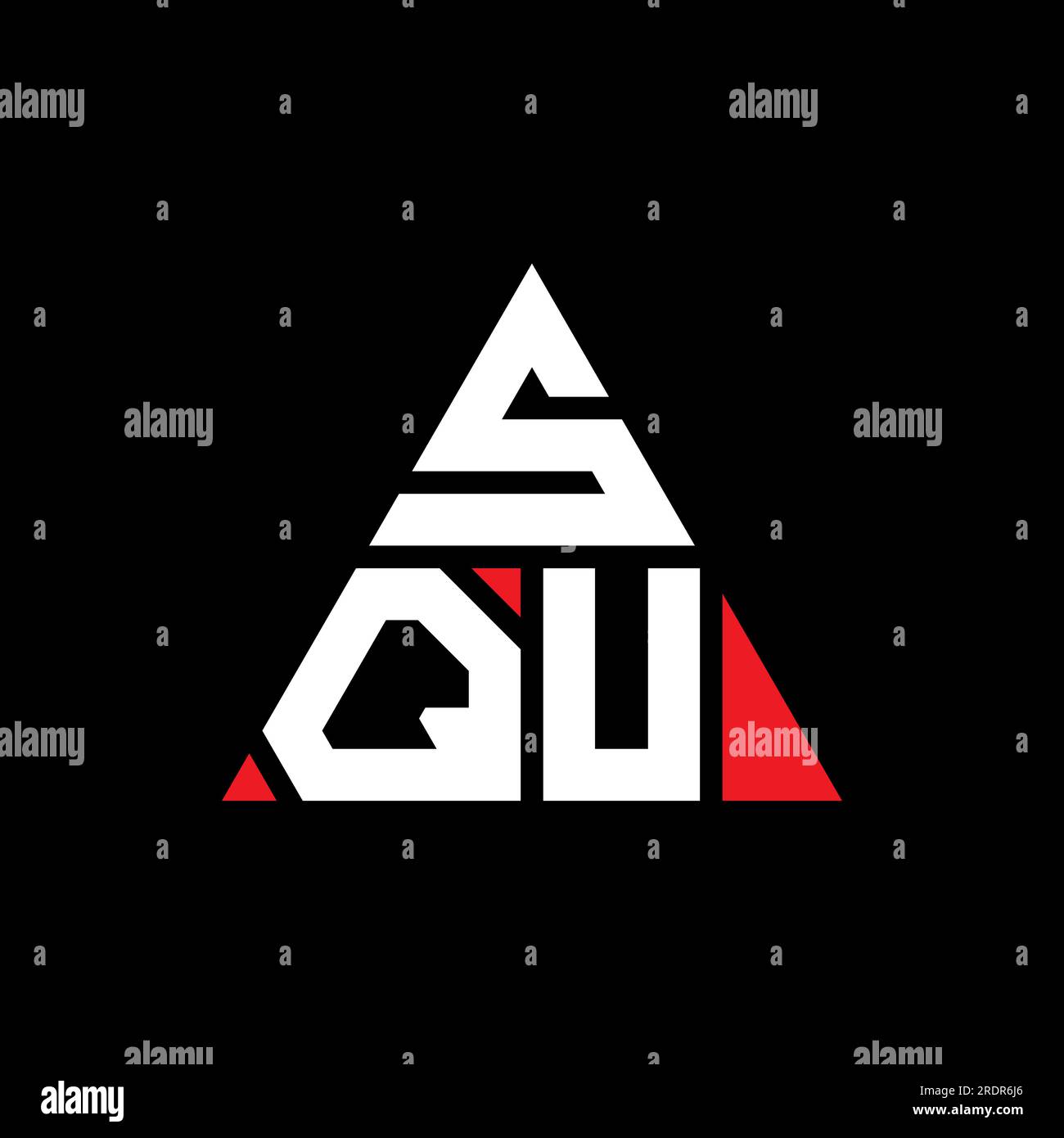 Logo de lettre triangle SQU avec forme de triangle. Monogramme de logo triangle SQU. Modèle de logo vecteur triangle SQU avec couleur rouge. SQU triangul Illustration de Vecteur