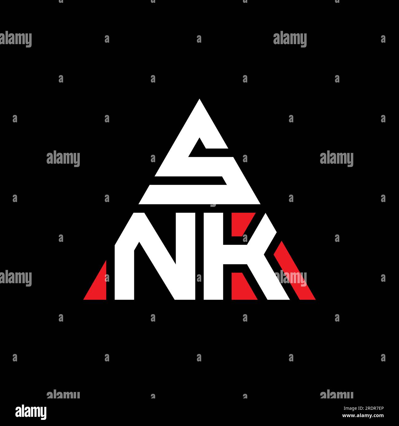 Logo de lettre triangle SNK avec forme de triangle. Monogramme de logo triangle SNK. Modèle de logo vectoriel triangle SNK avec couleur rouge. SNK triangul Illustration de Vecteur