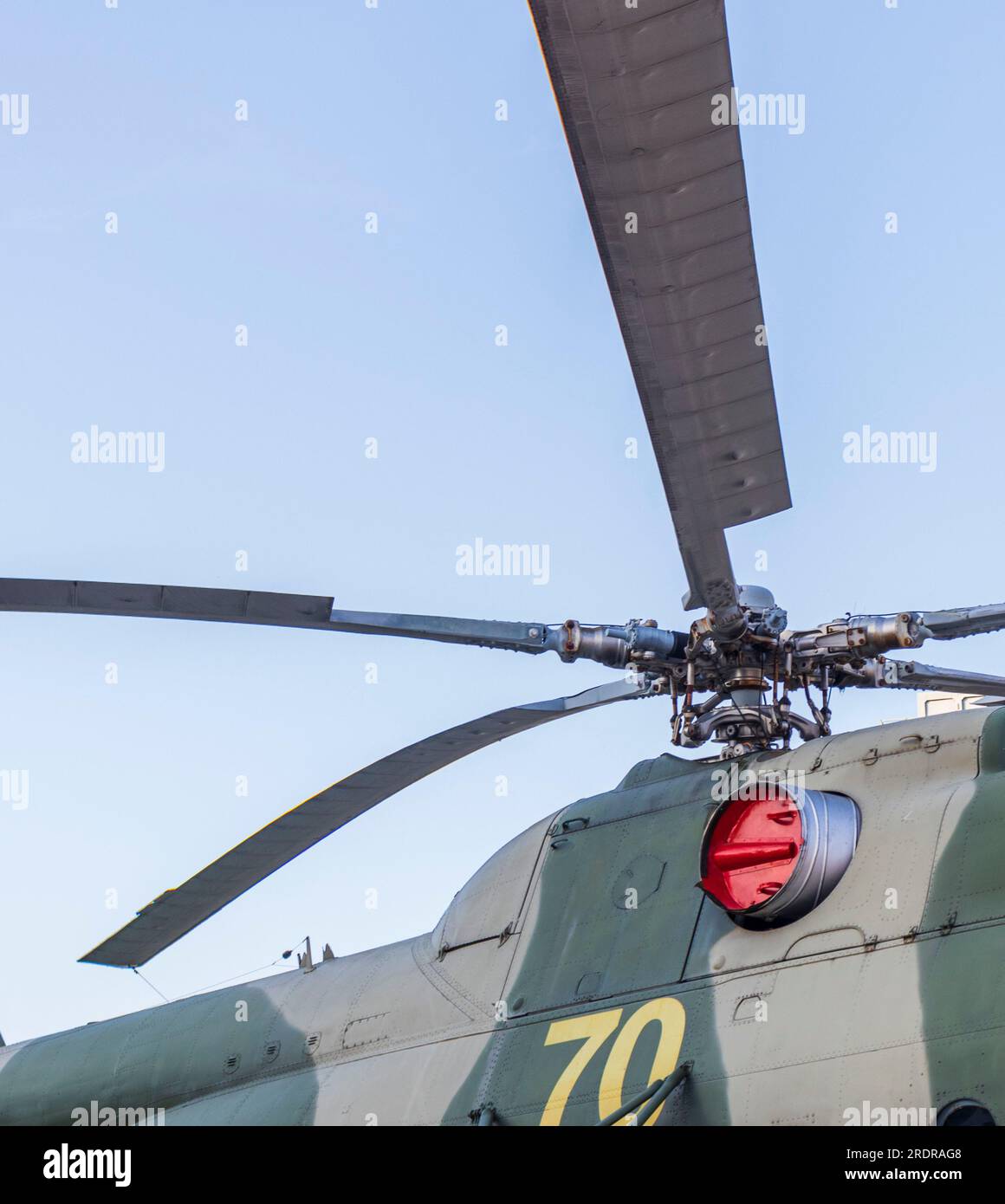 Gros plan tir partiel d'un hélicoptère militaire russe Banque D'Images