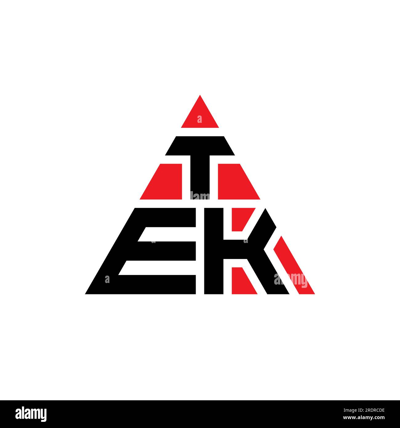 Logo de lettre triangle TEK avec forme de triangle. Monogramme de logo triangle TEK. Modèle de logo vecteur triangle TEK avec couleur rouge. TEK triangul Illustration de Vecteur