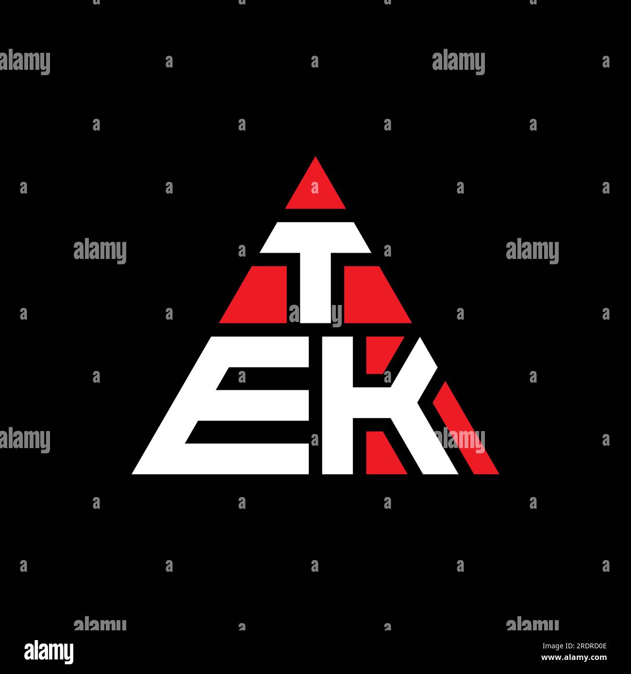 Logo de lettre triangle TEK avec forme de triangle. Monogramme de logo triangle TEK. Modèle de logo vecteur triangle TEK avec couleur rouge. TEK triangul Illustration de Vecteur
