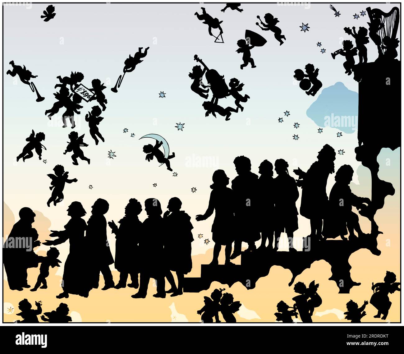 Anton Bruckner's Arrival to Heaven, impression Silhouette d'Otto Böhler, éditée numériquement Banque D'Images