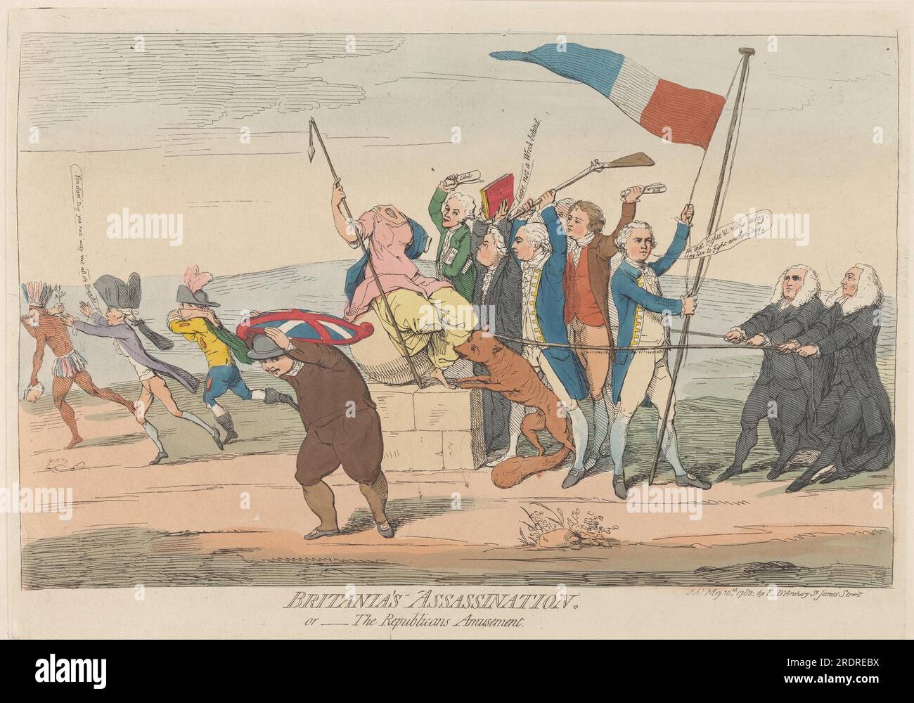 Britania's Assassination or the Republican's Amusement 1782 par James Gillray Banque D'Images