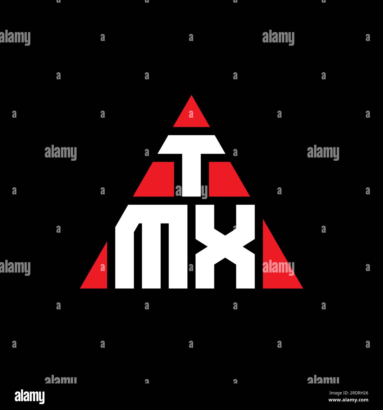 Logo de lettre triangle TMX avec forme de triangle. Monogramme de logo triangle TMX. Modèle de logo vecteur triangle TMX avec couleur rouge. TMX triangul Illustration de Vecteur