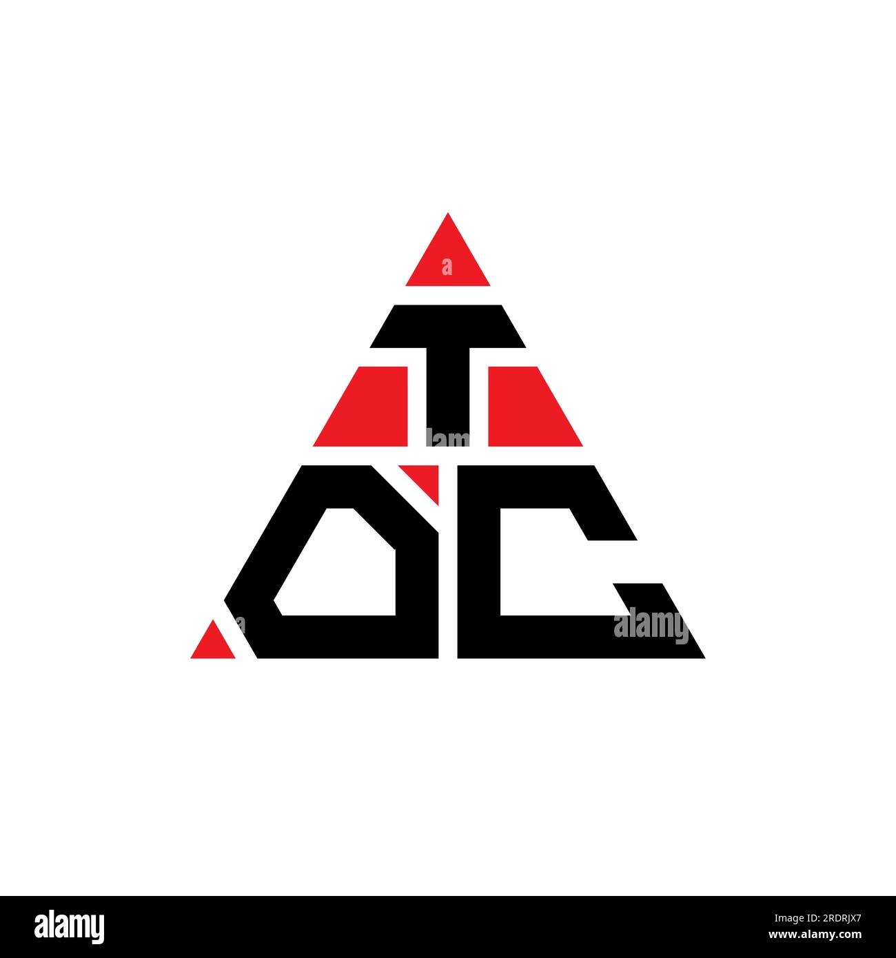 Logo de lettre triangle TOC avec forme de triangle. Monogramme de logo triangle TOC. Modèle de logo vecteur triangle TOC avec couleur rouge. TOC triangul Illustration de Vecteur