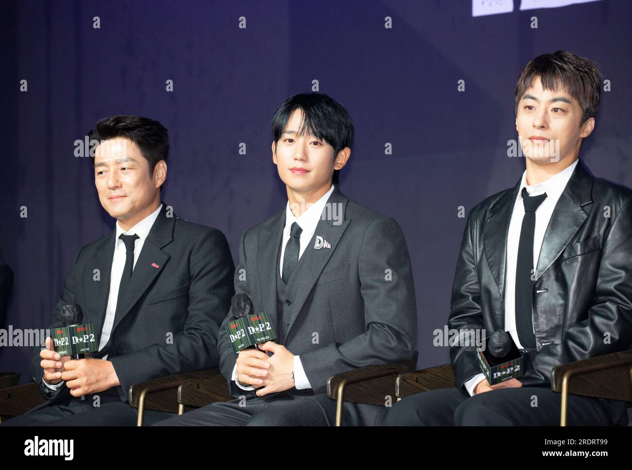 Ji Jin-Hee, Jung HAE-in et Koo Kyo-Hwan, 18 juillet 2023 : (G-D) les  acteurs sud-coréens Ji Jin-Hee, Jung HAE-in et Koo Kyo-Hwan assistent à une  conférence de presse pour le drame de