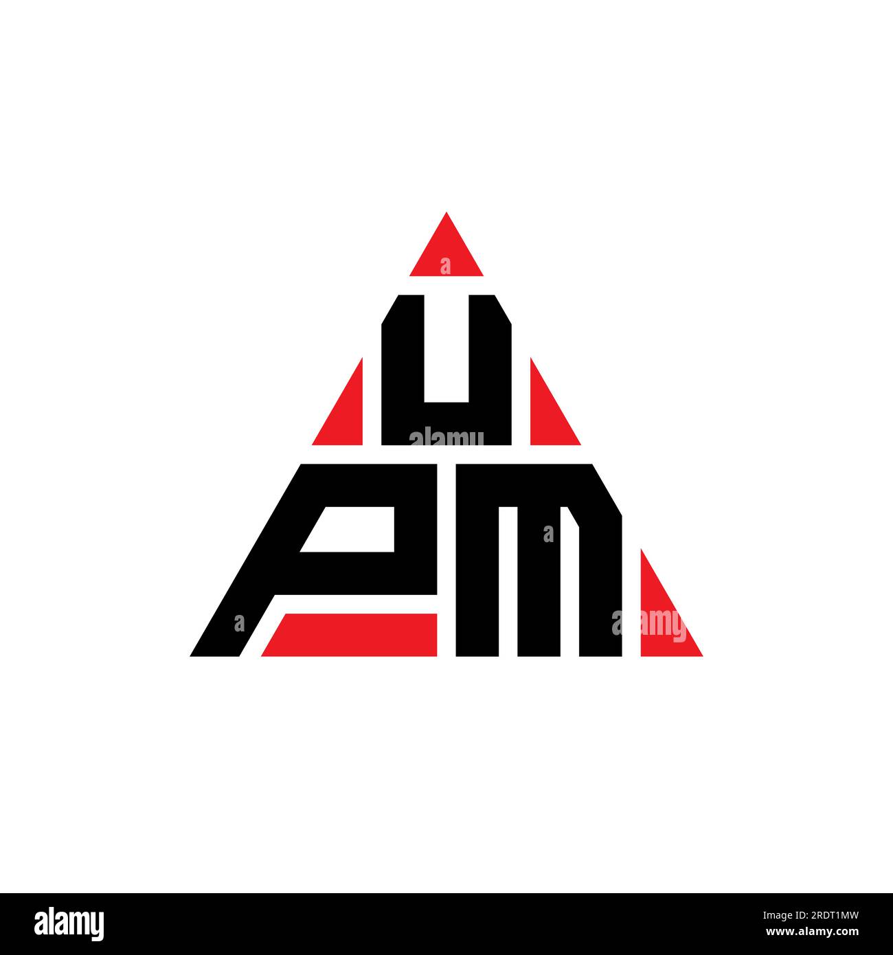 Logo UPM en forme de triangle. Monogramme du logo triangulaire UPM. Modèle de logo vectoriel triangle UPM de couleur rouge. UPM triangul Illustration de Vecteur