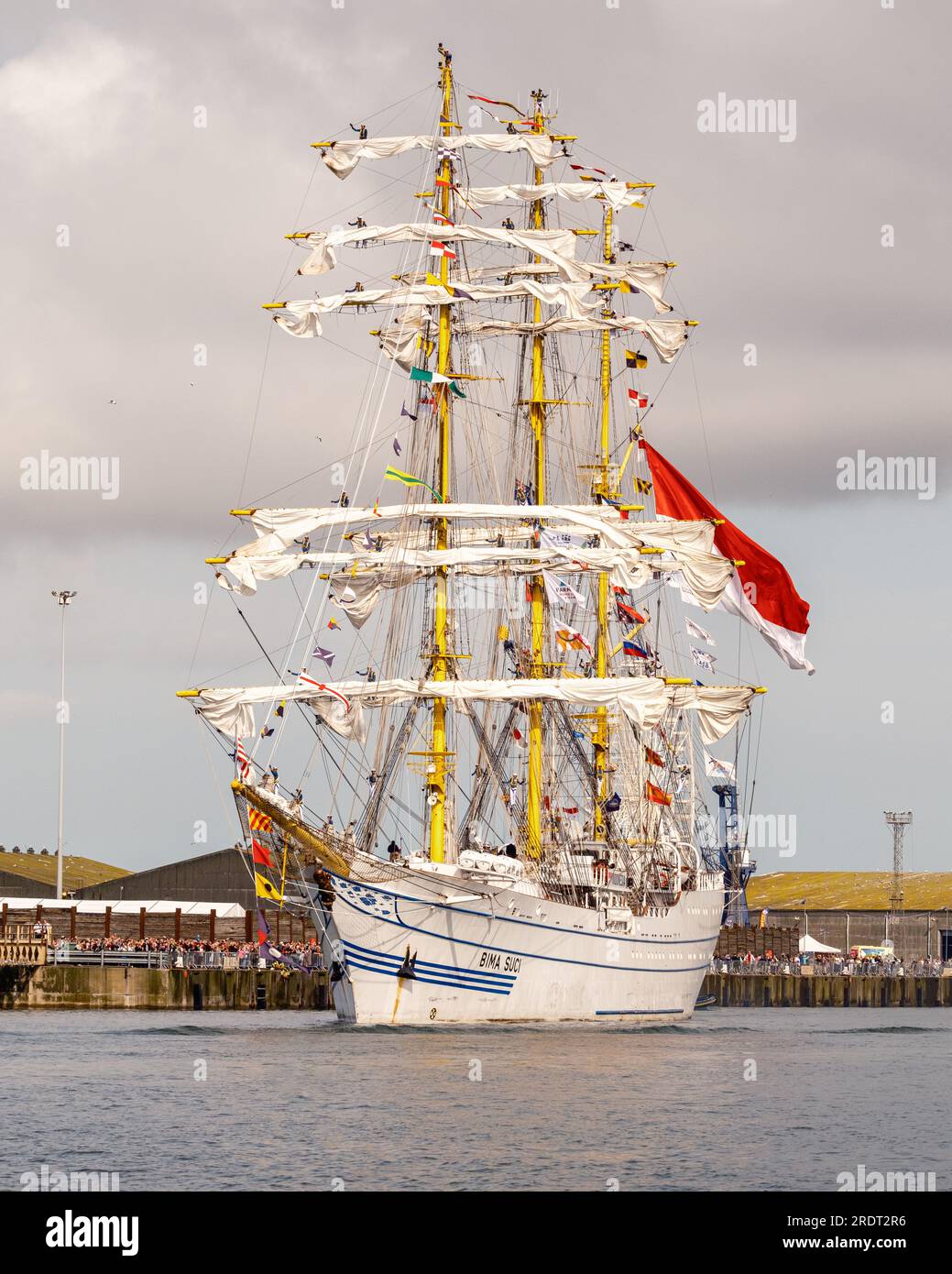 Bima Suci dans le Tall Ships Race 2023, l'un des bateaux quittant Hartlepool sur Teesside North East England Banque D'Images