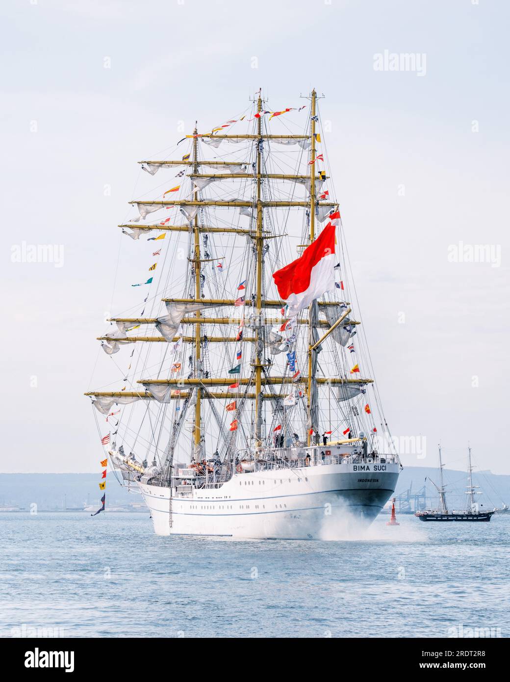 Bima Suci dans le Tall Ships Race 2023, l'un des bateaux quittant Hartlepool sur Teesside North East England Banque D'Images