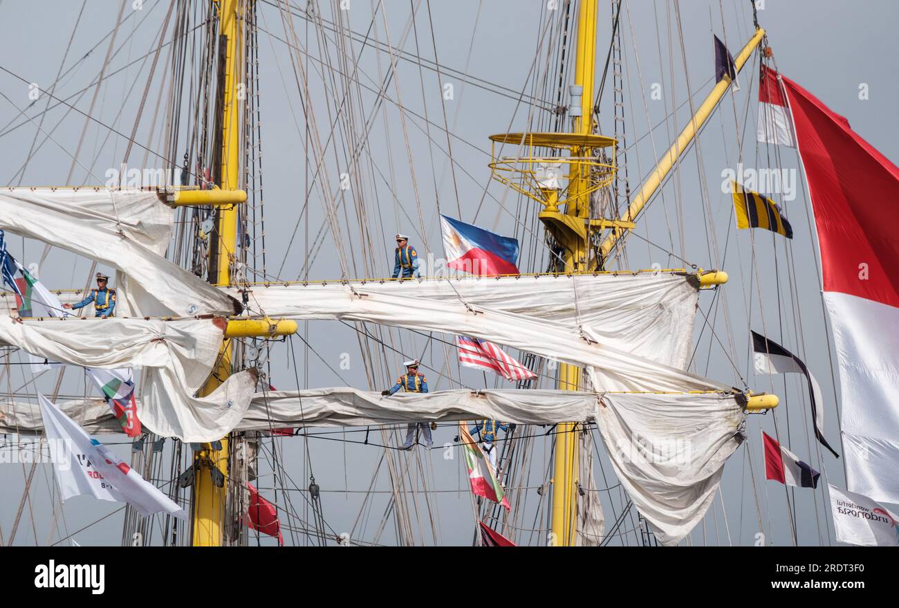 Tall Ships Race 2023, voiliers quittant Hartlepool sur Teesside North East England Banque D'Images