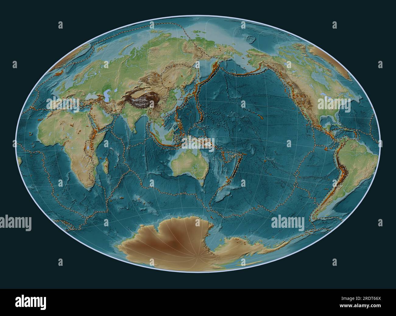 Plaque tectonique de la mer de Salomon sur la carte d'altitude de style