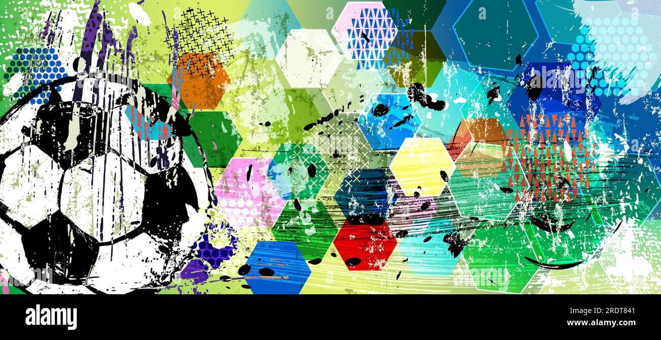 football féminin, football, illustration avec des coups de peinture et des éclaboussures, maquette grungy, grand événement de football Illustration de Vecteur