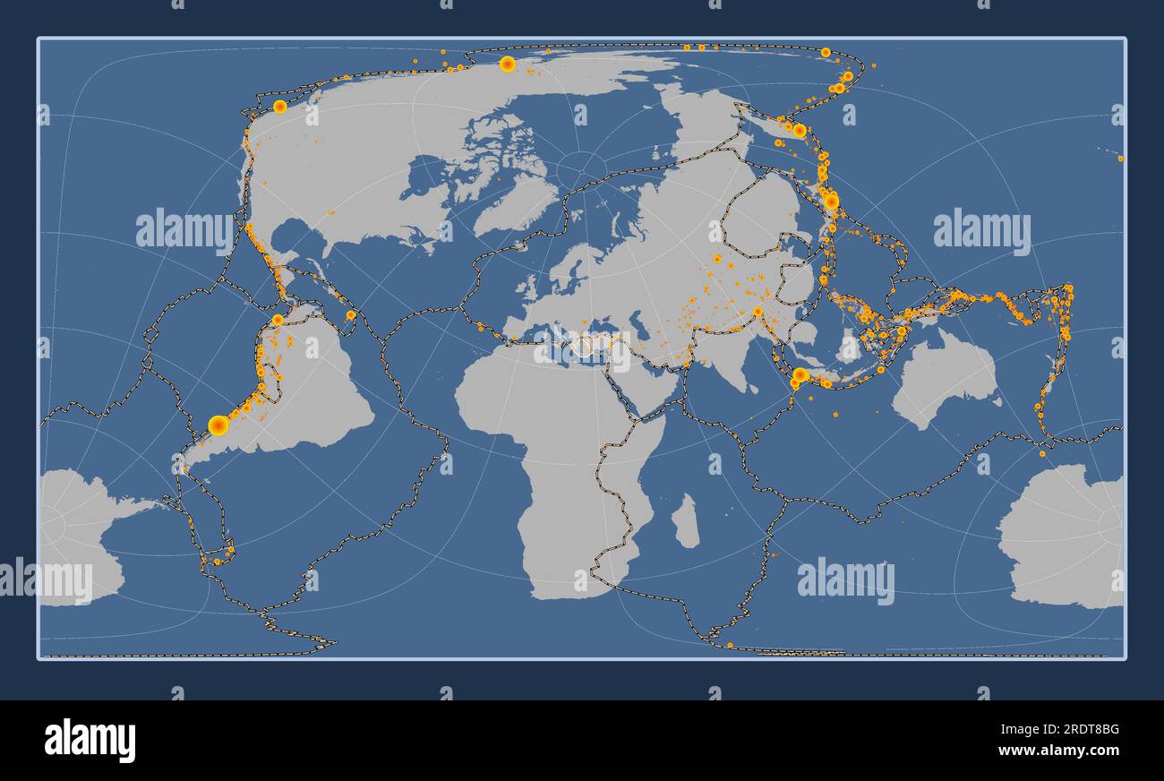 Plaque tectonique de la mer Égée sur la carte à contour solide dans la