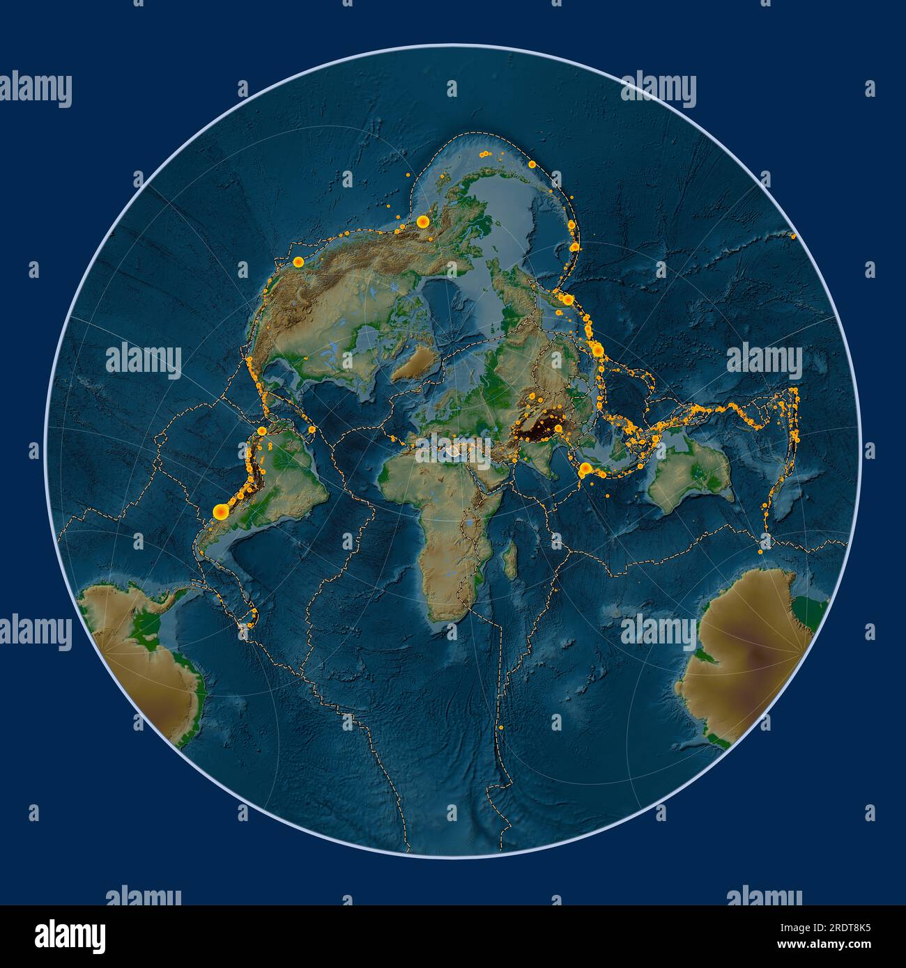 La plaque tectonique de la mer Égée sur la carte d'altitude physique
