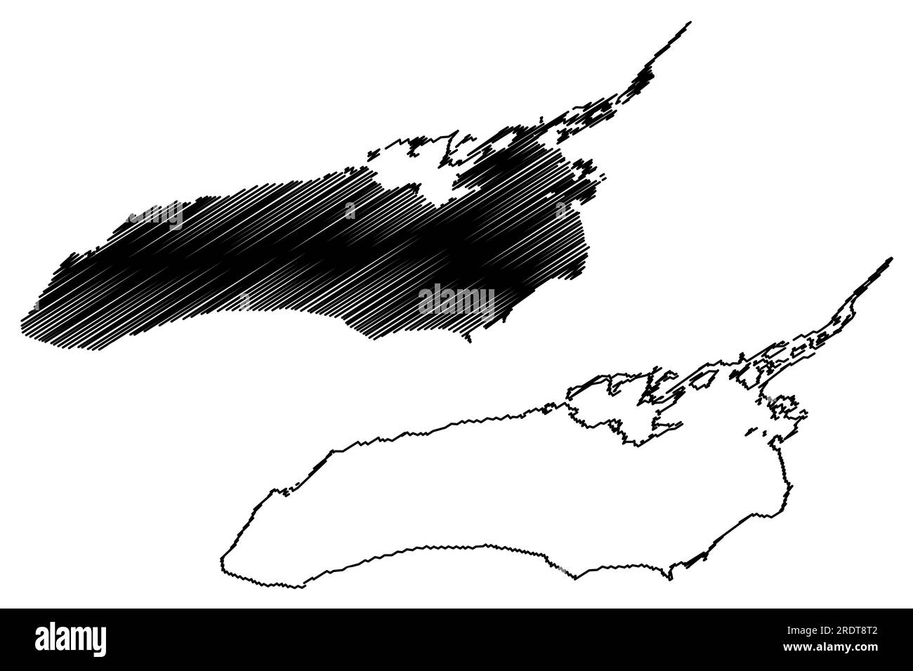 Illustration vectorielle de la carte du lac Ontario (Canada, États-Unis, Amérique du Nord, États-Unis, Grands Lacs), carte d'esquisse griffée Illustration de Vecteur