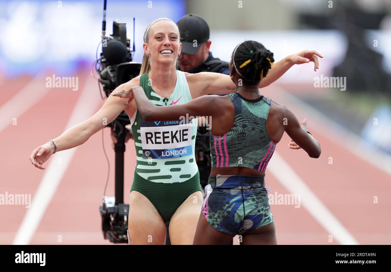 Londres, Royaume-Uni. 23 juillet 2023. La Grande-Bretagne Jemma Reekie après avoir concouru au 800m féminin lors du Diamond Leagues Athletics Meeting de Londres. Crédit : George Tewkesbury/Alamy Live News Banque D'Images