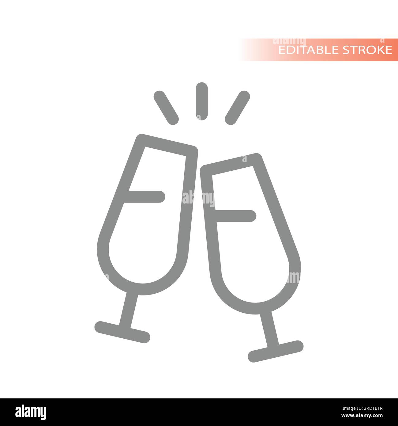 Icône vectorielle de ligne de verres à champagne. Symbole de contour de toast de mariage. Illustration de Vecteur