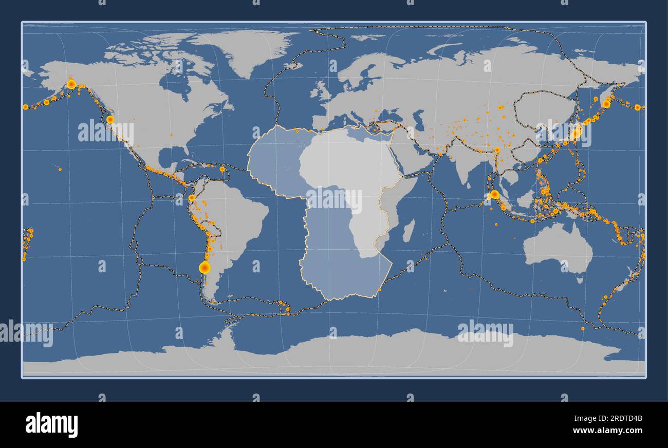 Plaque tectonique africaine sur la carte de contour solide dans la
