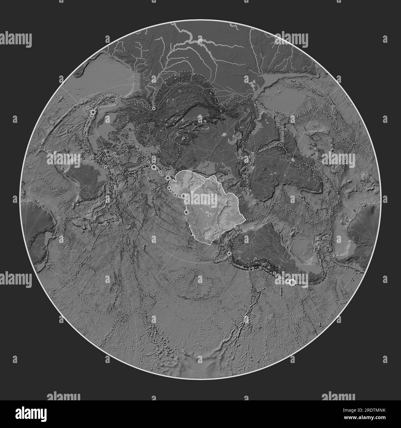 Plaque tectonique nordaméricaine sur la carte d'élévation à deux