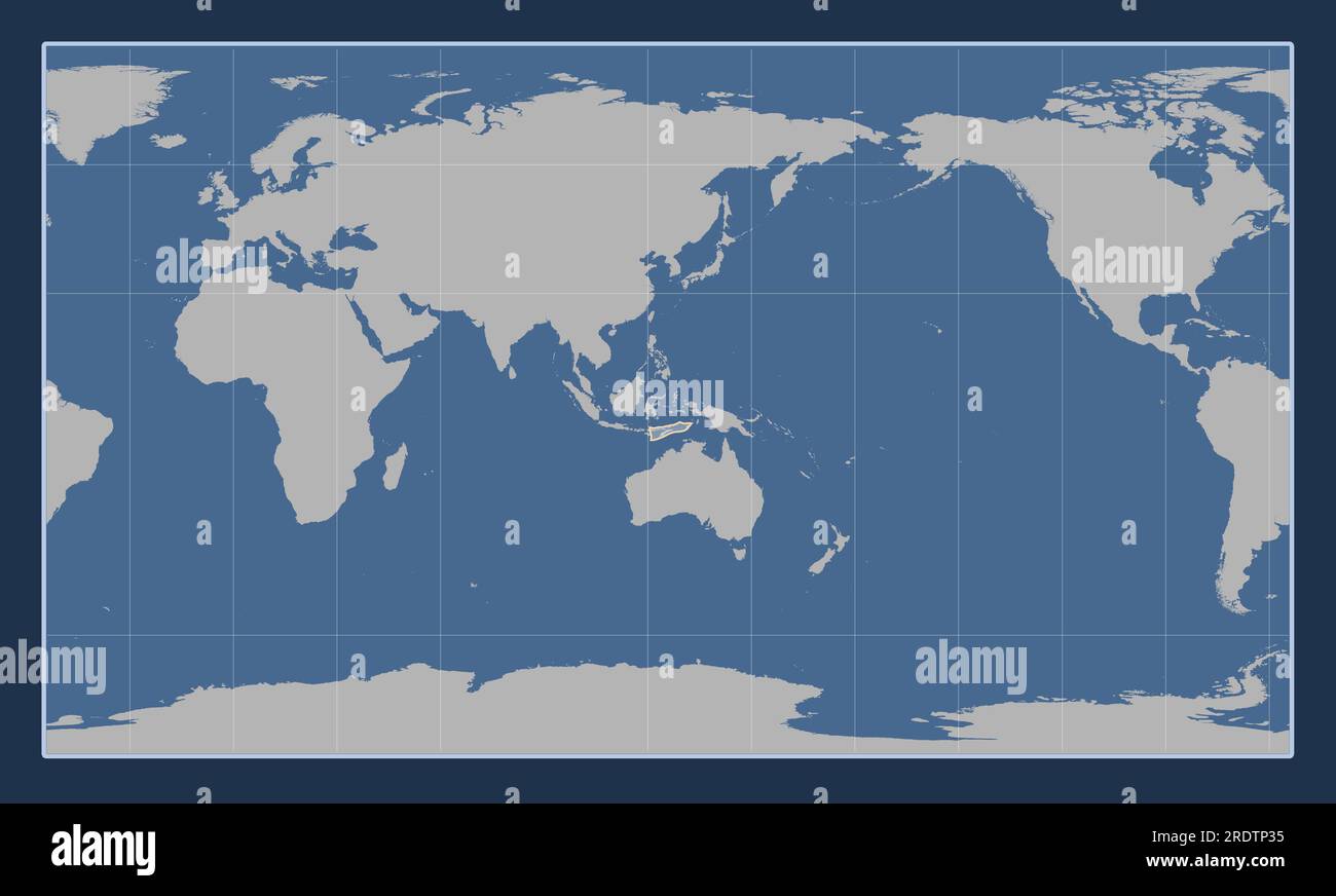 Forme de la plaque tectonique Timor sur la carte de contour solide dans la projection cylindrique de Patterson centrée méridien. Illustration de Vecteur