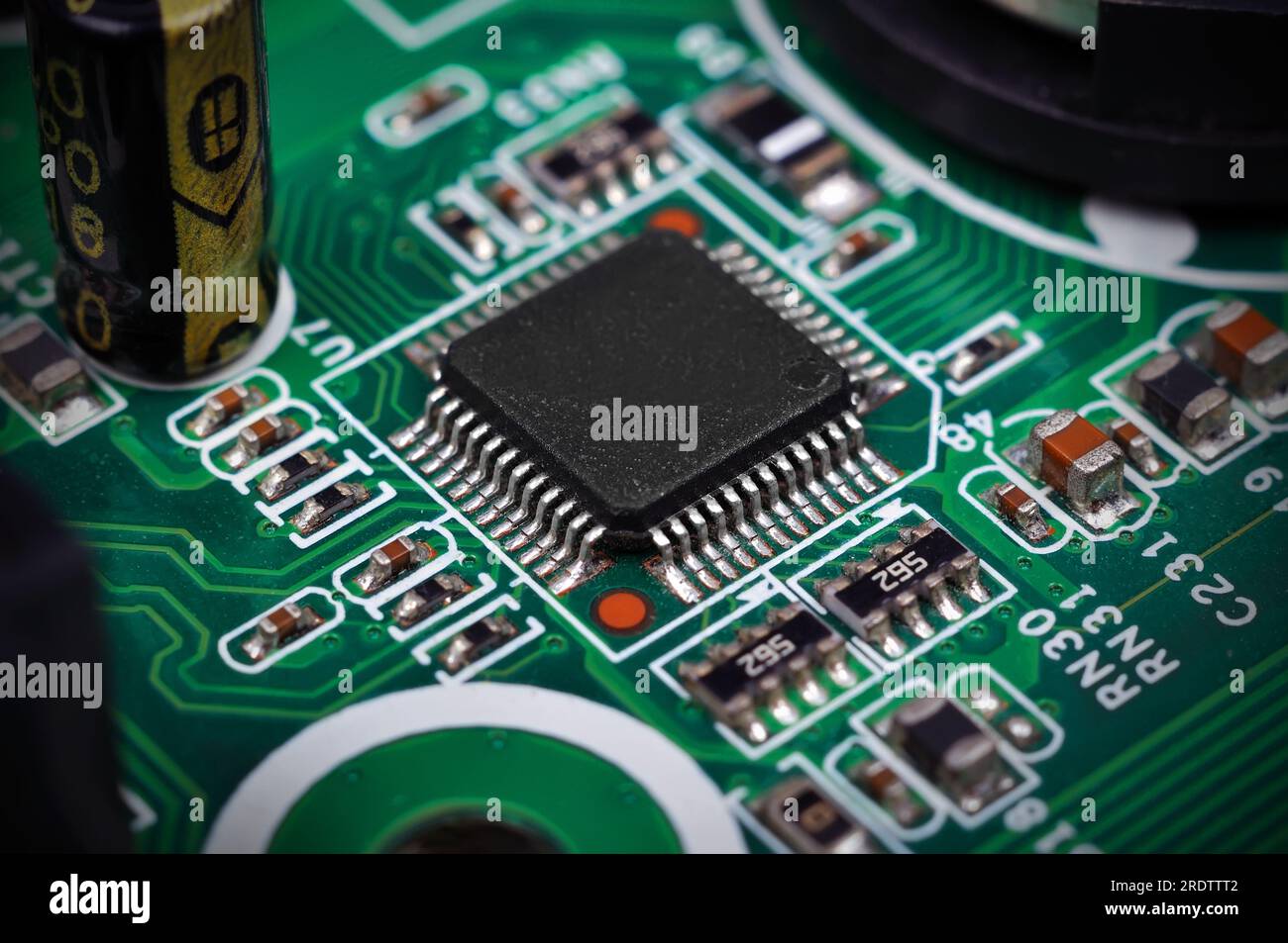 Microchip et circuit, gros plan Banque D'Images
