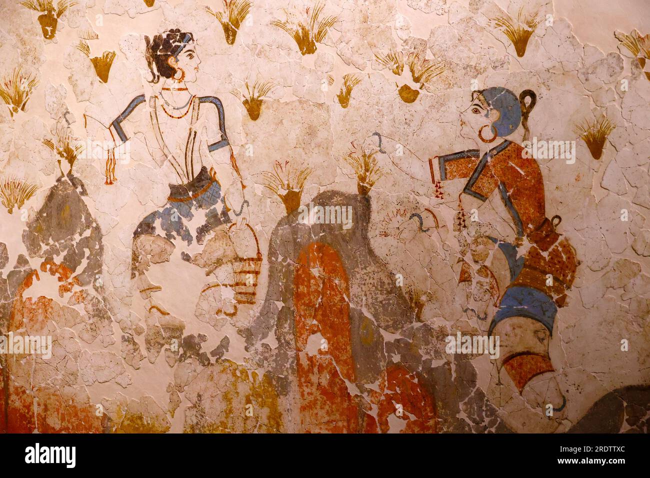 Fresque d'Akrotiri, Thera-Santorini, civilisation minoenne, 16e siècle avant J.-C., Musée archéologique national Banque D'Images