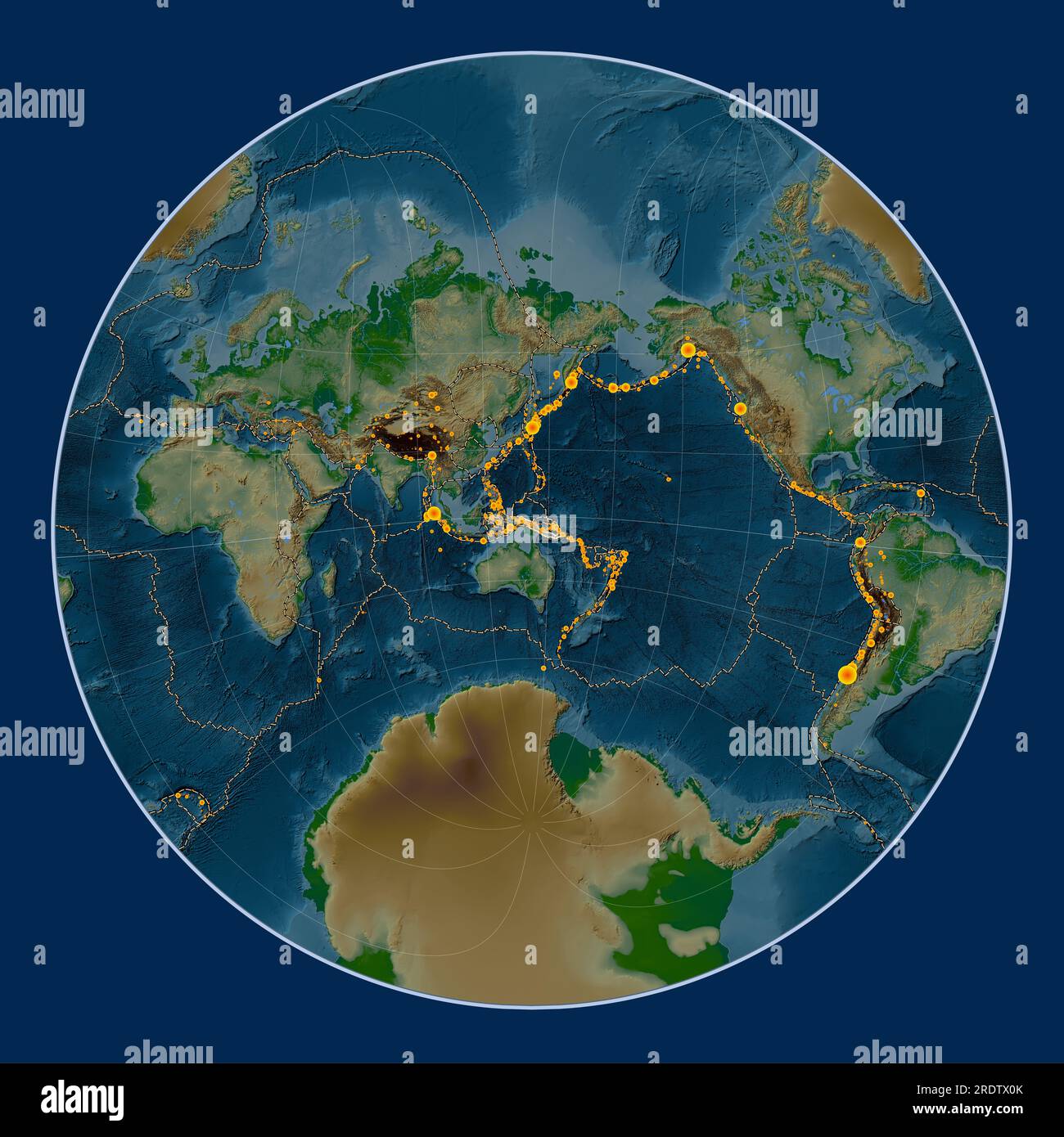 Plaque tectonique Woodlark sur la carte d'élévation physique dans la