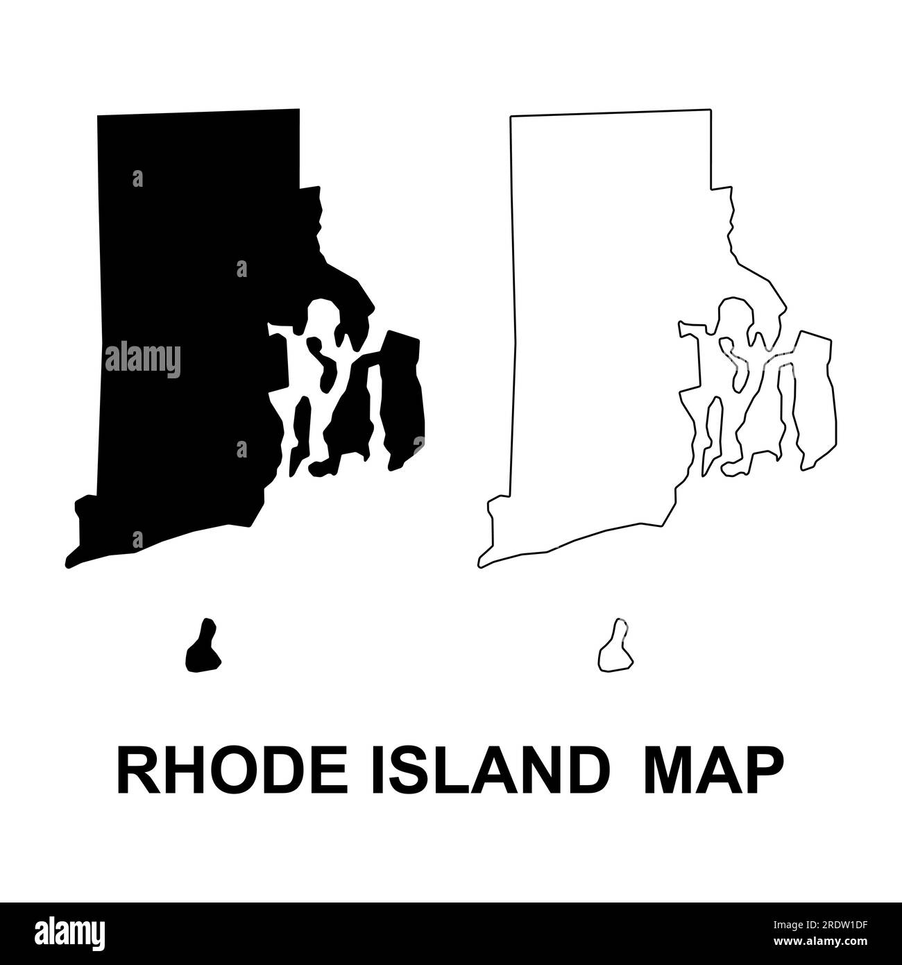 Ensemble de la carte de l'île du Rhode, etats-unis d'amérique. Illustration vectorielle de symbole de concept plat . Illustration de Vecteur