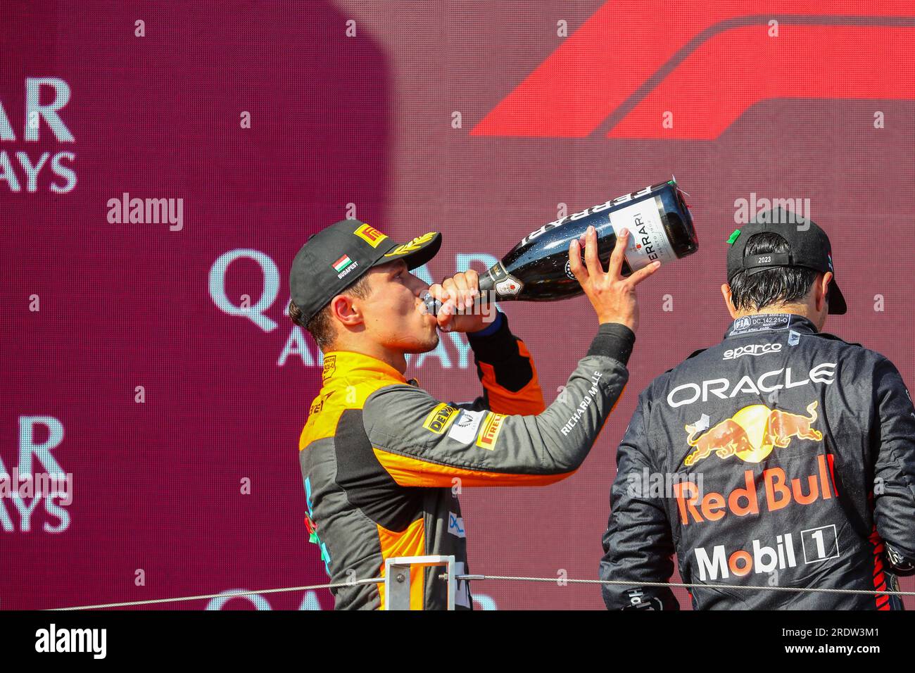 Mogyorod, Hongrie. 23 juillet 2023. Hungaroring, Mogyorod, Hongrie, 23 juillet 2023, CÉLÉBRATION DU PODIUM

pendant LA COURSE, dimanche 23 juillet FORMULE 1 QATAR AIRWAYS GRAND PRIX DE HONGRIE 2023 - juillet 21 à juillet 2023 Hungaroring, Budapest, Hongrie pendant 2023 Formule 1 Qatar Airways Grand Prix de Hongrie, Championnat du monde de Formule 1 - course - Championnat de Formule 1 crédit : Live Media Publishing Group/Alamy Live News Banque D'Images