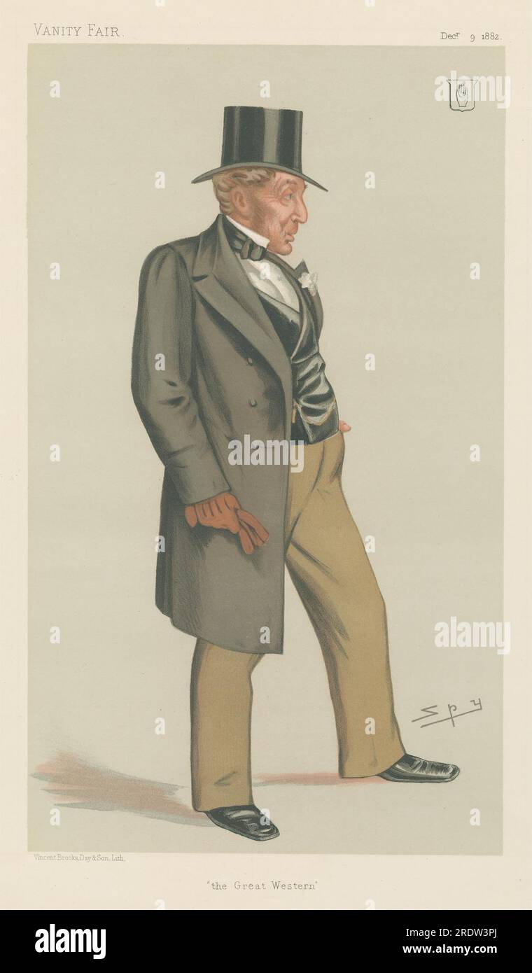 Vanity Fair : Freemasons ; 'The Great Western', Sir Daniel Gooch, 9 décembre 1882 1882 par Leslie Ward Banque D'Images