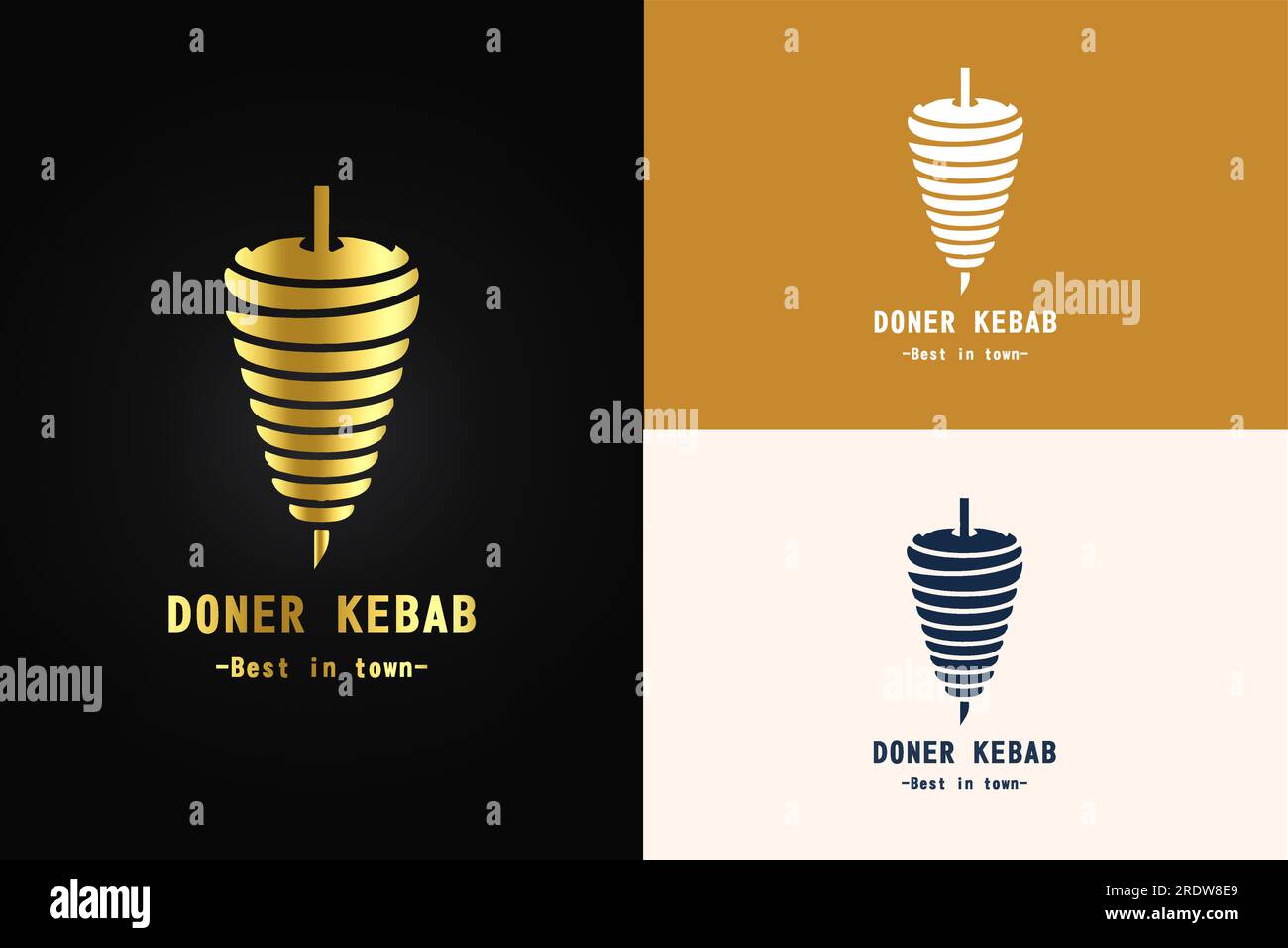 Logo shawarma pour les restaurants et les marchés. Modèle de logo Doner kebab. Emblèmes de qualité supérieure, modèle de logo. Illustration vectorielle. Illustration de Vecteur