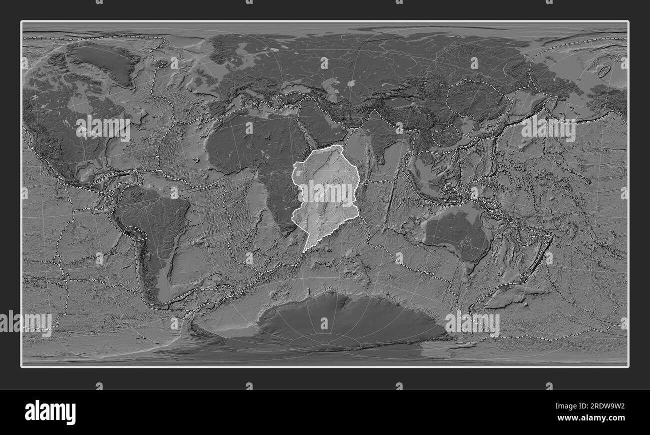 Plaque tectonique somalienne sur la carte d'élévation à deux niveaux