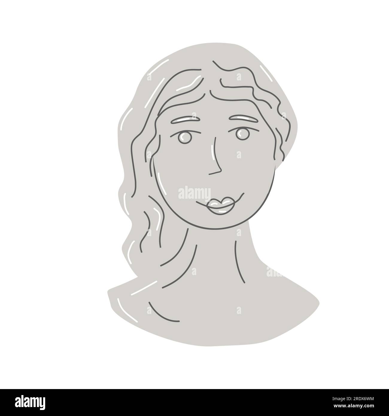 Art contemporain avec tête de statue antique en gypse. Une femme aux cheveux longs. Concept d'affiche de style Vaporwave. Illustration vectorielle. Illustration de Vecteur