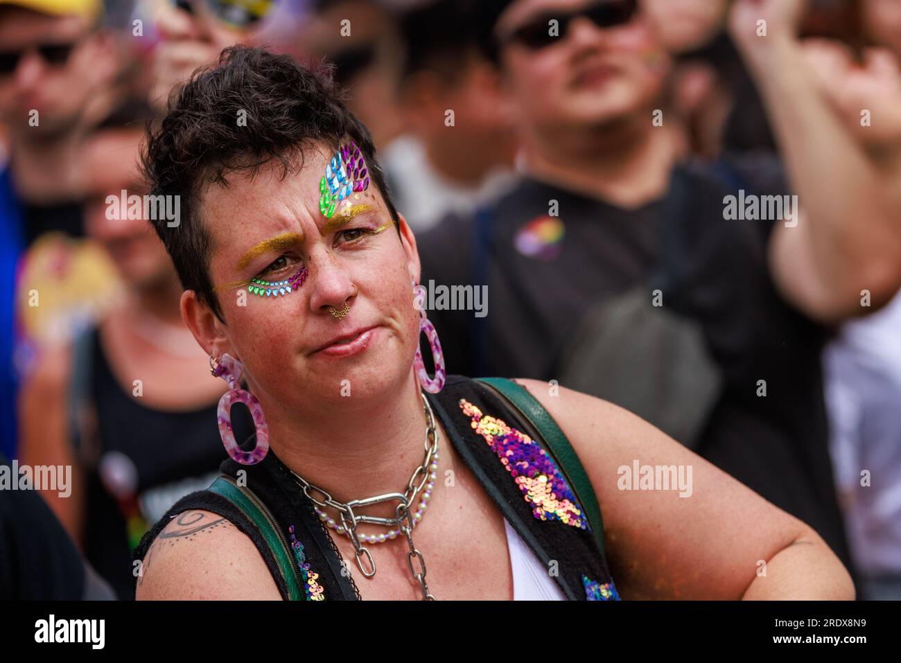 Berlin, Allemagne 23 2023 juillet : Christopher Street Day. La Berlin Pride Celebration est un défilé de fierté pour célébrer les lesbiennes, gays, bisexuels, transges Banque D'Images
