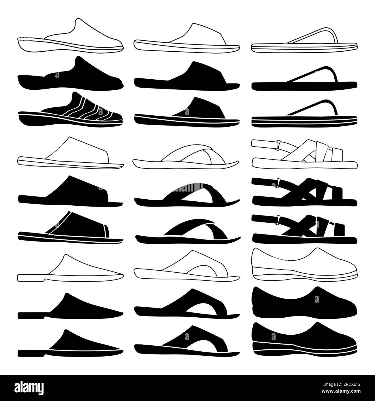 Pantoufles pour hommes et femmes. Ensemble d'illustrations vectorielles. Clipart et mise en plan. Illustration de Vecteur