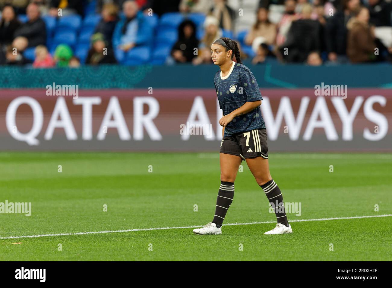 Sydney, Australie. 23 juillet 2023. Peyton McNamara (Jamaïque) se réchauffe avant la coupe du monde féminine de la FIFA 2023 entre la France et la Jamaïque au Sydney football Stadium le 23 juillet 2023 à Sydney, Australie Credit : IOIO IMAGES/Alamy Live News Banque D'Images