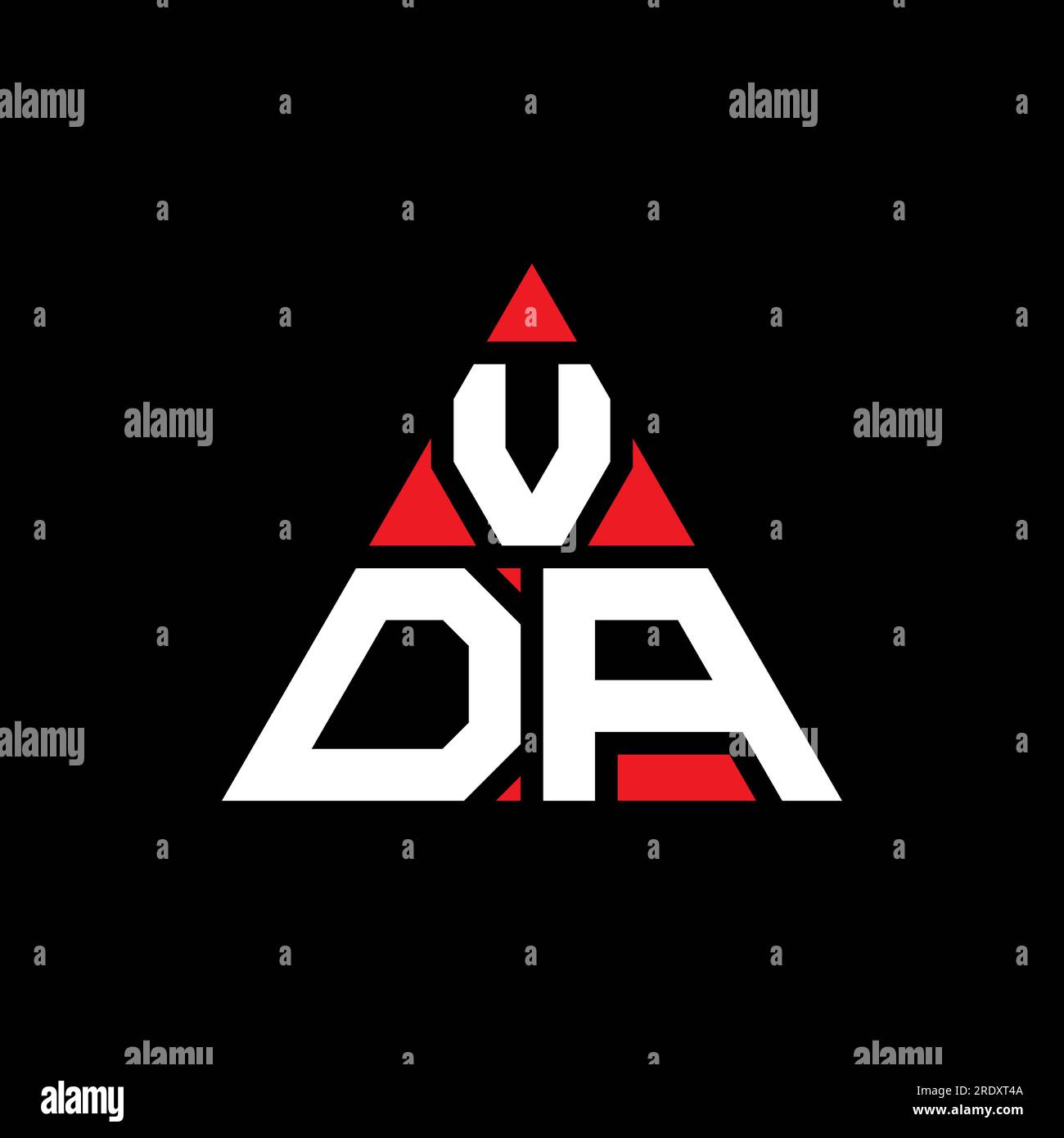 Logo de lettre triangle VDA avec forme de triangle. Monogramme de logo triangle VDA. Modèle de logo vecteur triangle VDA avec couleur rouge. VDA triangul Illustration de Vecteur