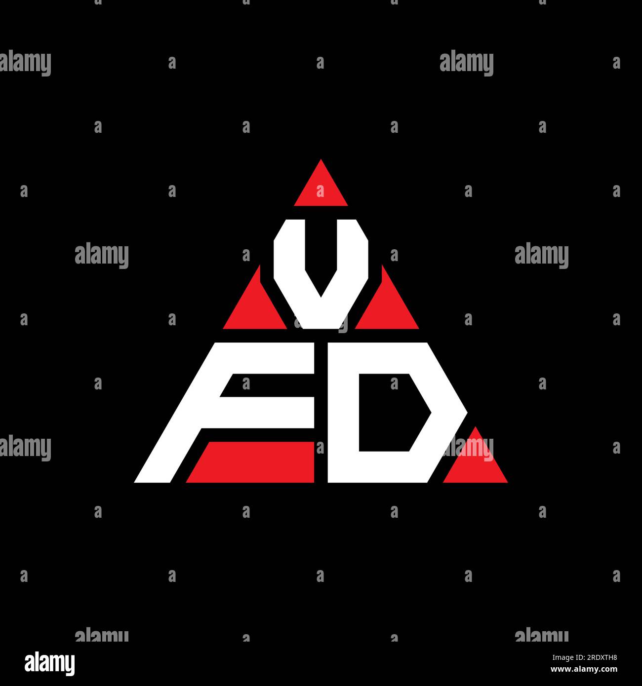 Logo de lettre triangle VFD avec forme de triangle. Monogramme de logo triangle VFD. Modèle de logo vecteur triangle VFD avec couleur rouge. VFD triangul Illustration de Vecteur