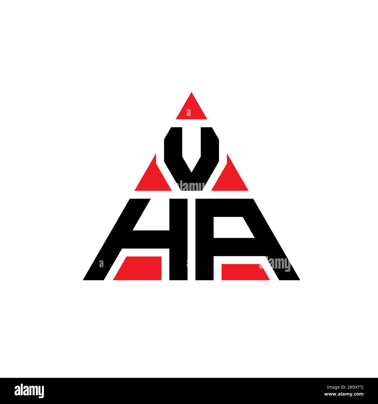 Logo de lettre triangle VHA avec forme de triangle. Monogramme de logo triangle VHA. Modèle de logo vecteur triangle VHA avec couleur rouge. VHA triangul Illustration de Vecteur