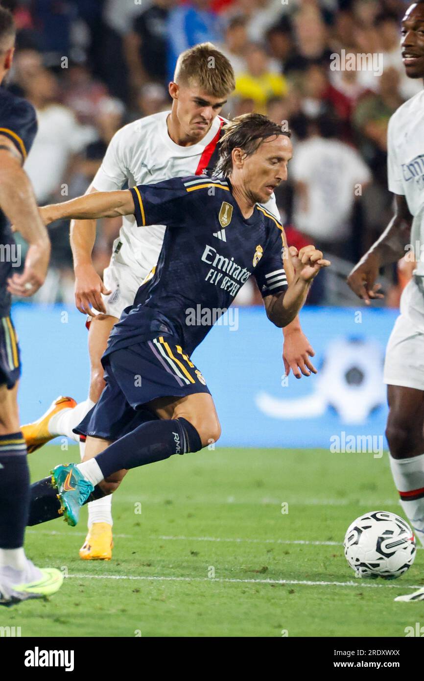 Los Angeles, Californie, États-Unis. 23 juillet 2023. Le milieu de terrain du Real Madrid Luka Modric en action lors d'un match du Soccer Champions Tour entre l'AC Milan et le Real Madrid FC à Pasadena, en Californie. 23 juillet 2023. (Image de crédit : © Ringo Chiu/ZUMA Press Wire) USAGE ÉDITORIAL SEULEMENT! Non destiné à UN USAGE commercial ! Banque D'Images