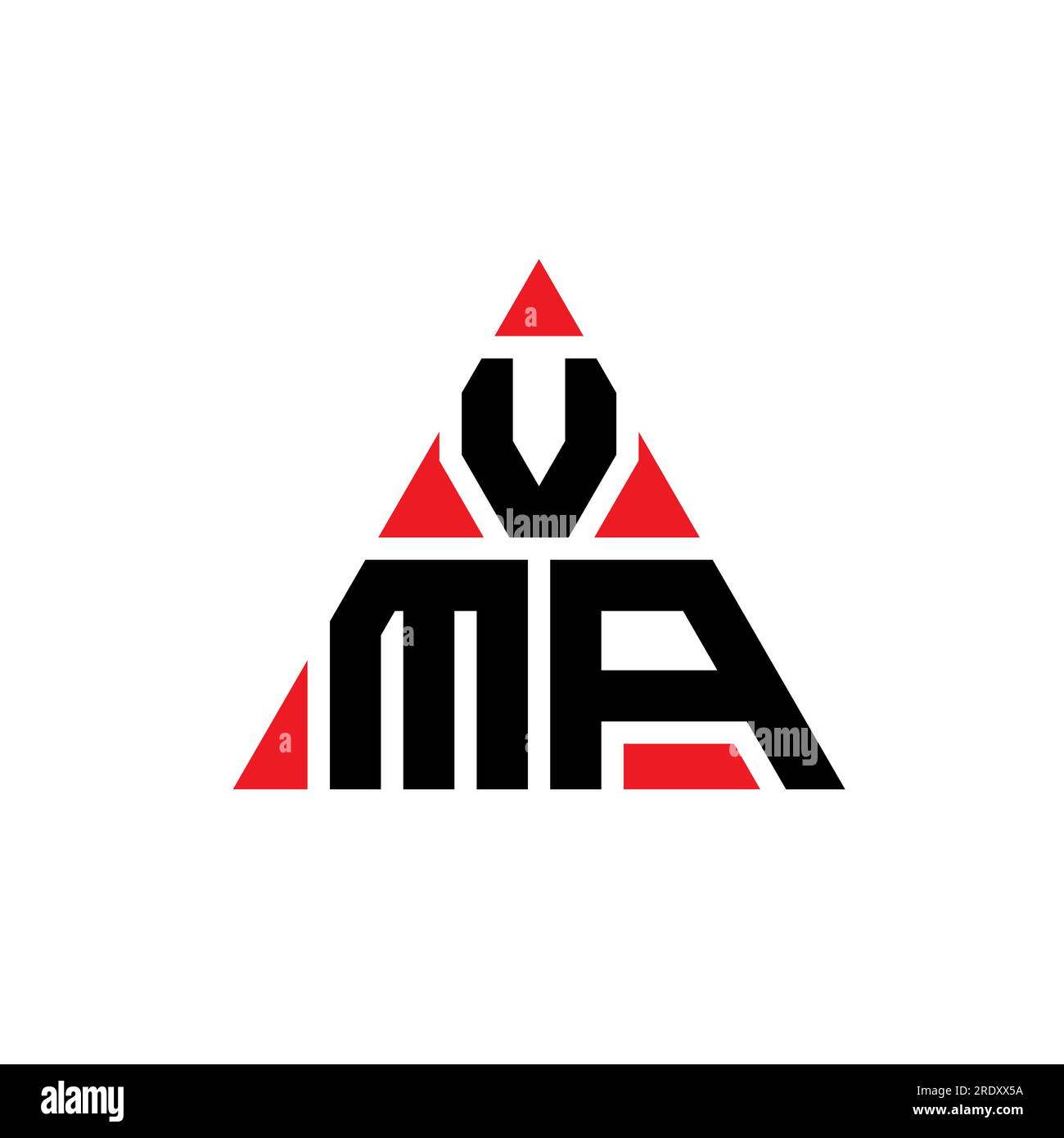 Logo de lettre triangle VMA avec forme de triangle. Monogramme de logo triangle VMA. Modèle de logo vecteur triangle VMA avec couleur rouge. VMA triangul Illustration de Vecteur