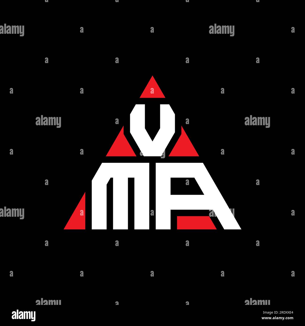 Logo de lettre triangle VMA avec forme de triangle. Monogramme de logo triangle VMA. Modèle de logo vecteur triangle VMA avec couleur rouge. VMA triangul Illustration de Vecteur