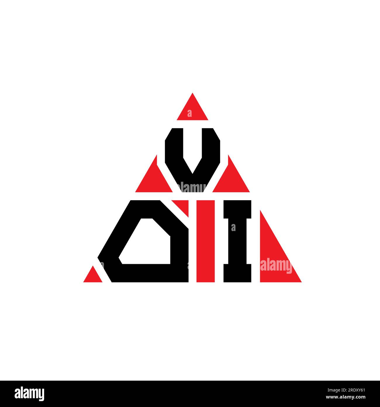 Logo de lettre triangle VOI avec forme de triangle. Monogramme de conception de logo triangle VOI. Modèle de logo vecteur triangle VOI avec couleur rouge. VOI triangul Illustration de Vecteur