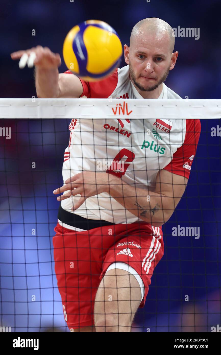 Gdansk, Pologne. 23 juillet 2023. Bartosz Kurek lors du match de la Ligue des nations FIVB de volleyball masculin entre la Pologne et les États-Unis le 19 juillet 2023 à Gdansk Pologne. (Photo de Piotr Matusewicz/PressFocus/Sipa USA) crédit : SIPA USA/Alamy Live News Banque D'Images