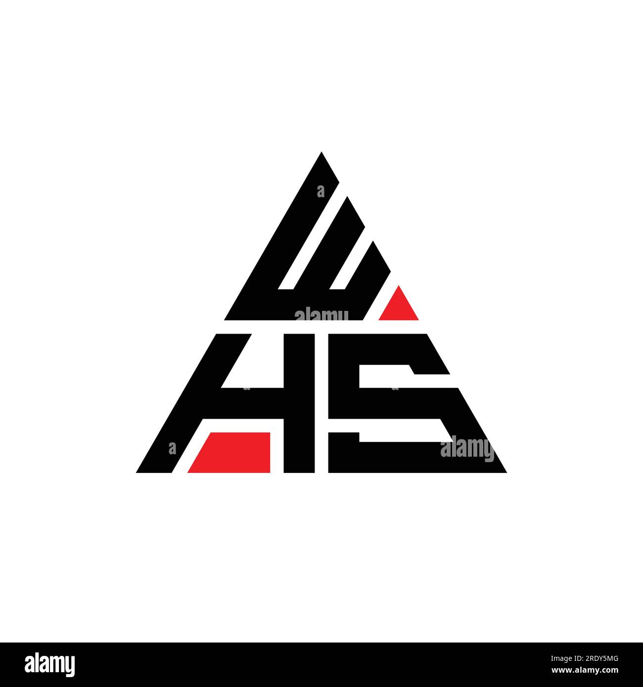 Logo de lettre triangle WHS avec forme de triangle. Monogramme de logo triangle WHS. Modèle de logo vecteur triangle WHS avec couleur rouge. WHS triangul Illustration de Vecteur