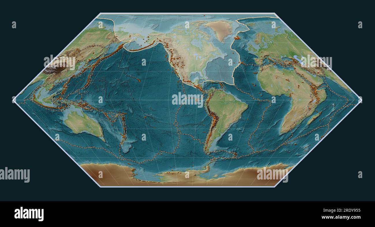 Plaque tectonique nordaméricaine sur la carte d'élévation de style