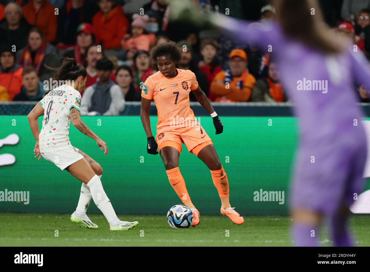 Dunedin, Nouvelle-Zélande. 23 juillet 2023. Lineth BEERENSTEYN (NED), le 23 juillet 2023 - football/football : #7 Lineth BEERENSTEYN des pays-Bas court avec le ballon lors de la coupe du monde féminine FIFA Australie & Nouvelle-Zélande 2023 Group E match entre les pays-Bas et le Portugal au Dunedin Stadium de Dunedin, Nouvelle-Zélande. Crédit : AFLO/Alamy Live News Banque D'Images