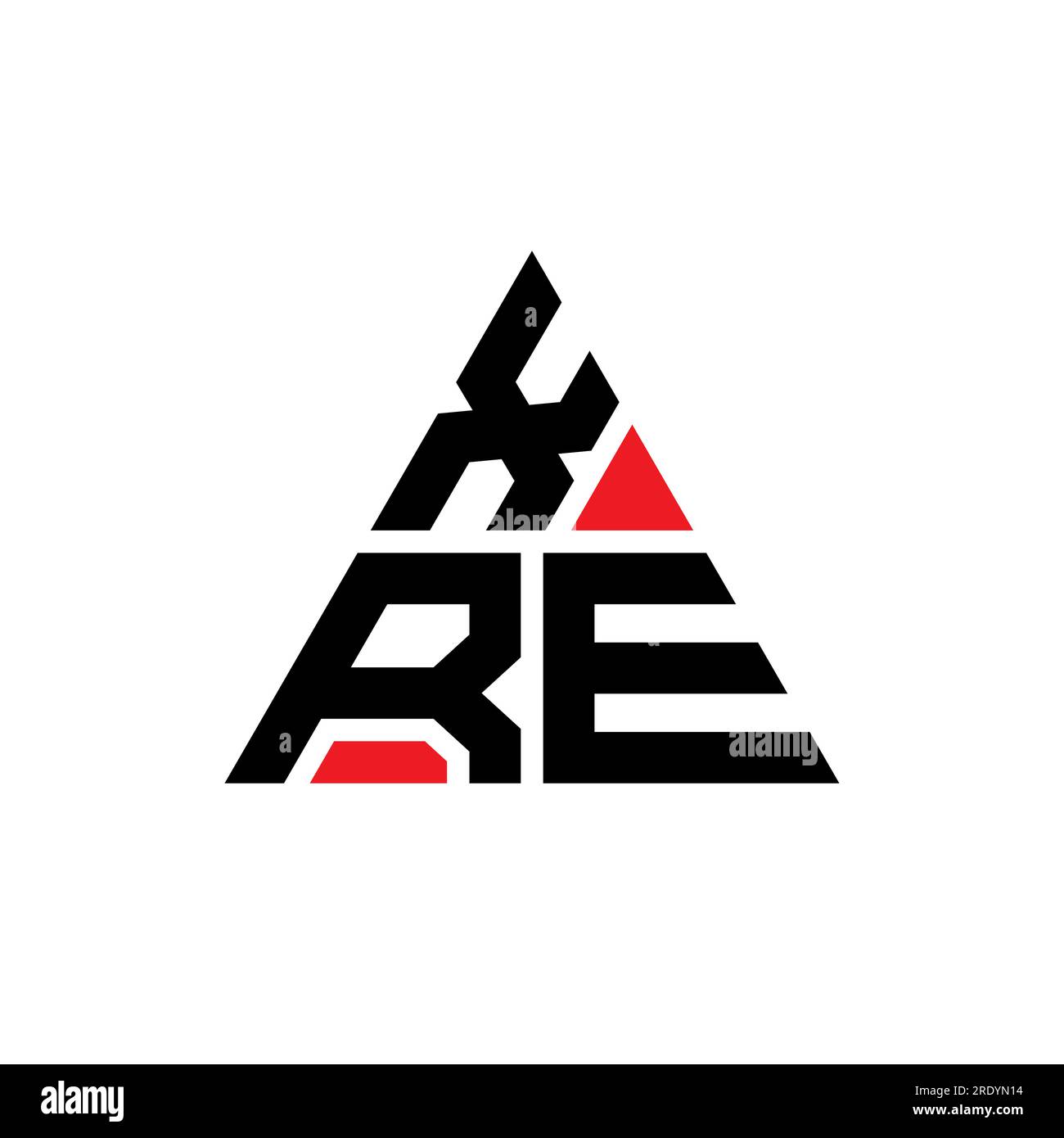 Logo de lettre triangle XRE avec forme de triangle. Monogramme de logo triangle XRE. Modèle de logo vectoriel triangle XRE avec couleur rouge. XRE triangul Illustration de Vecteur