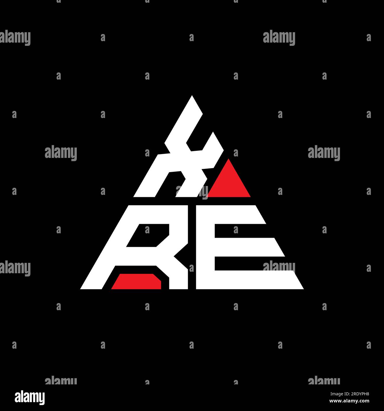 Logo de lettre triangle XRE avec forme de triangle. Monogramme de logo triangle XRE. Modèle de logo vectoriel triangle XRE avec couleur rouge. XRE triangul Illustration de Vecteur