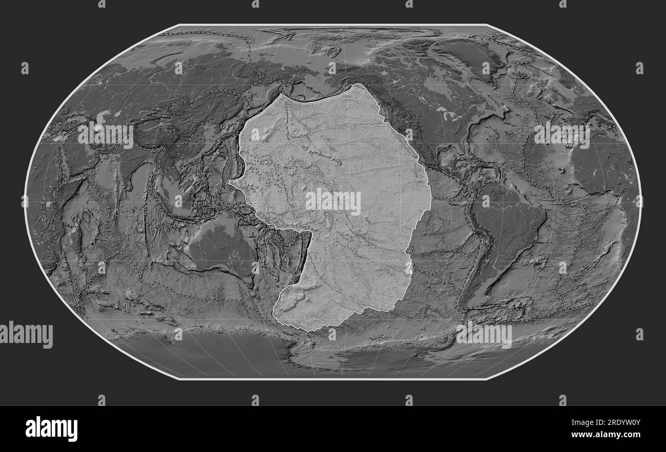 Plaque tectonique du Pacifique sur la carte d'élévation à deux niveaux
